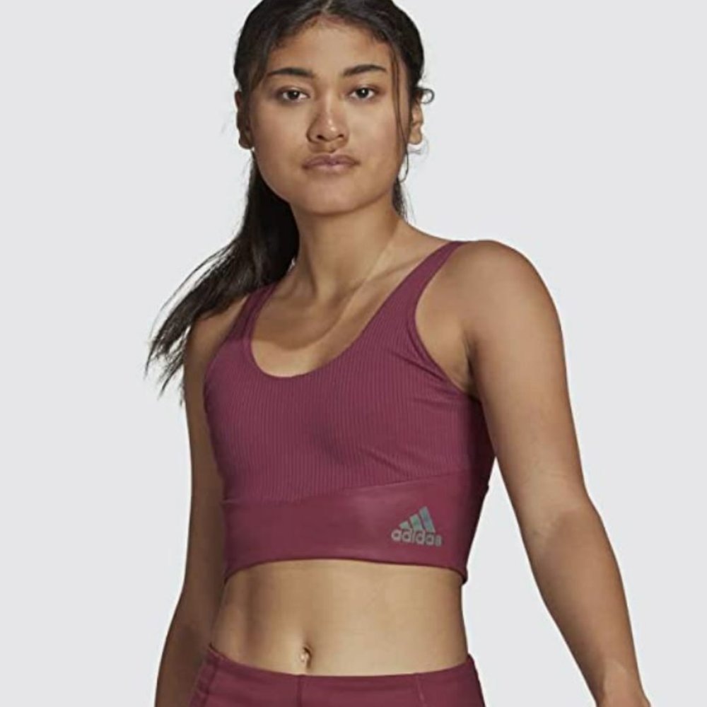 NWT Adidas x Zoe Saldana AEROREADY Shine Sports Bra Top SMALL Victory Crimson